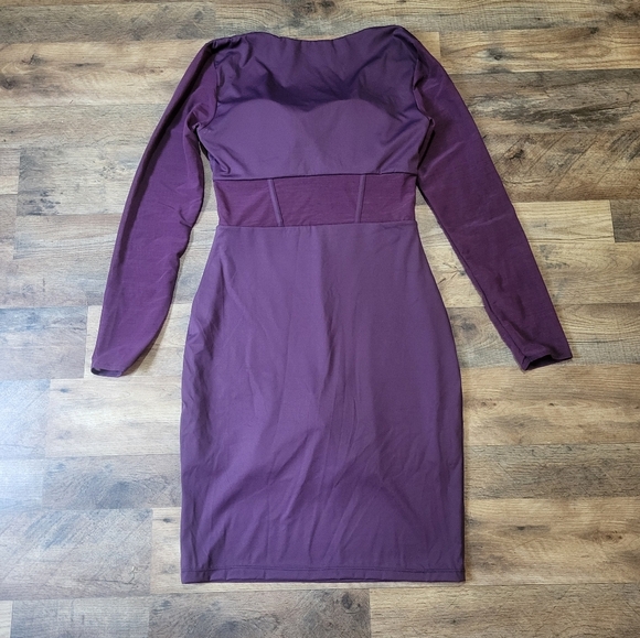 NWT Popilush Purple Longsleeve Mesh Bodycon Shapewear Dress Size Large - Picture 10 of 10